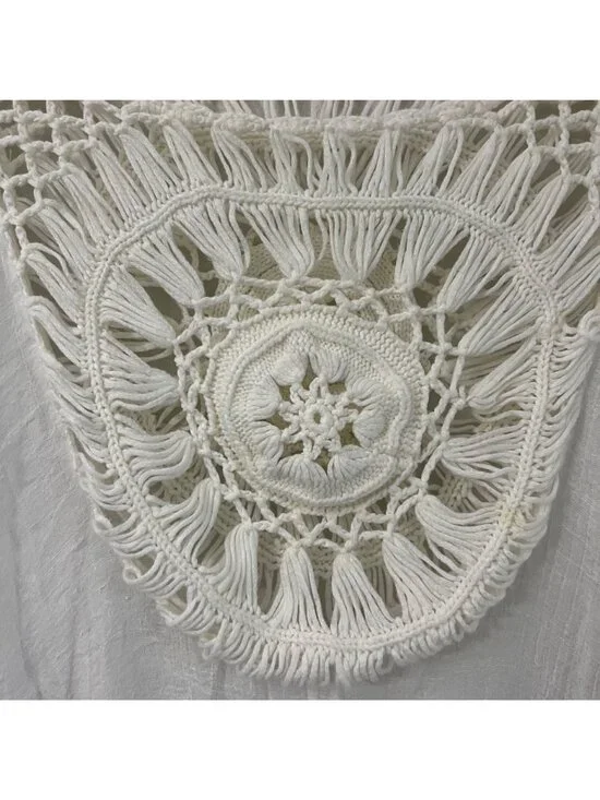 Bohemian Cream Crochet Cropped Hippie Top Size M/L - Picture 6 of 6